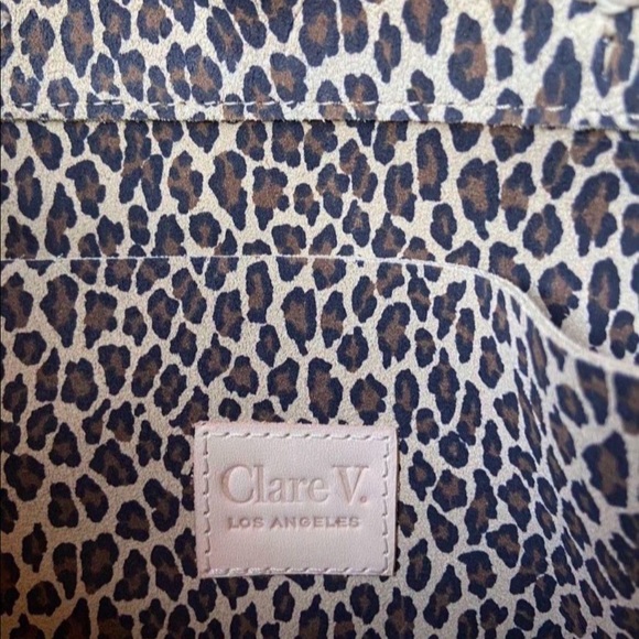 Clare V. Cat Leopard Simple Tote Bag W/ Strap - Picture 2 of 3